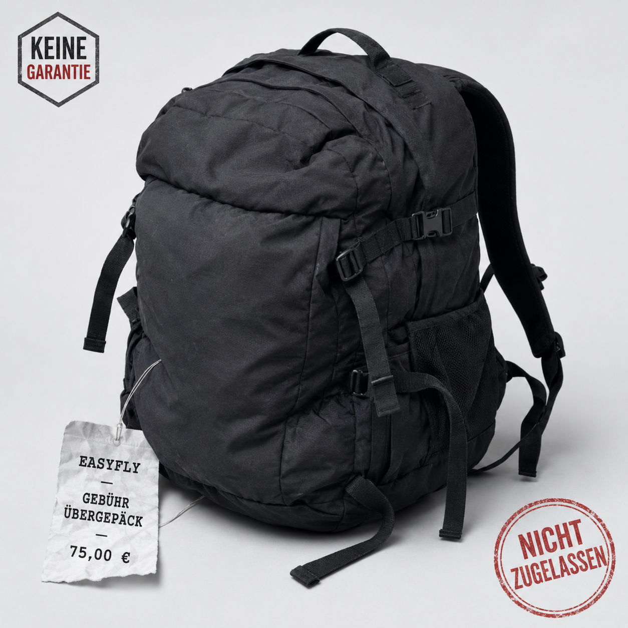 Übergroßer Rucksack mit NOT APPROVED Stempel